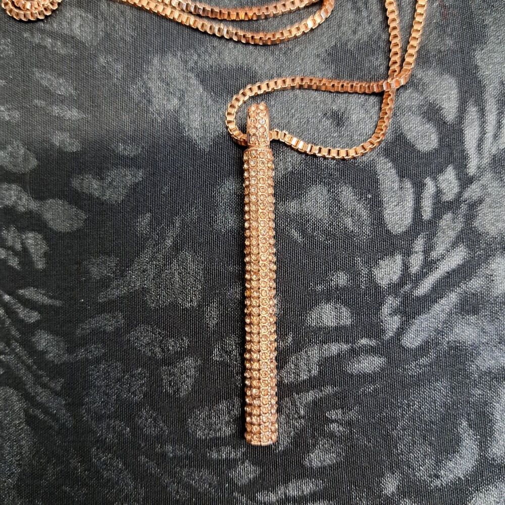 H by Halston 36" Necklace with Pave Pendant, Rose Gold